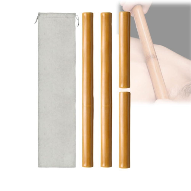 OnVisit 4PCS Hollow Bamboo Massage Sticks 100% Natural Bamboo Massage Tools Full Body Guasha Rollers Tools for Relaxing Muscles/Deep Tissue Massage/Body Shaping/Fatigue Relief (Includes Carry Bag)
