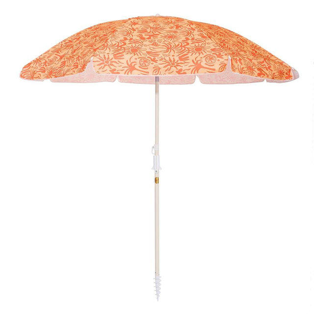 Business & Pleasure Co. Margaritaville Manana Umbrella - 6.5' Beach Umbrella Sand Anchor, 7' Tall Telescopic Aluminum Pole, UPF 50+