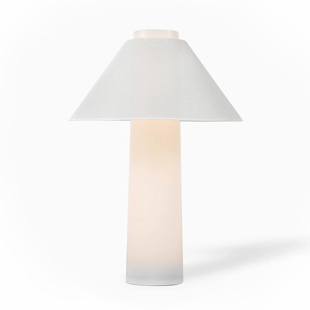 Loftie Table Lamp - Smart Bedside Lamp with USB-C Plug & Custom Colors Modes, Nightstand Lamp Comes with White Perforated Steel Top & Frosted White Polycarbonate Base for Bedroom/Bedside & Office