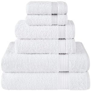 Cotton Paradise 6 Piece Towel Set, 100% Cotton Soft Absorbent Turkish Towels for Bathroom, 2 Bath Towels 2 Hand Towels 2 Washcloths, White Towel Set