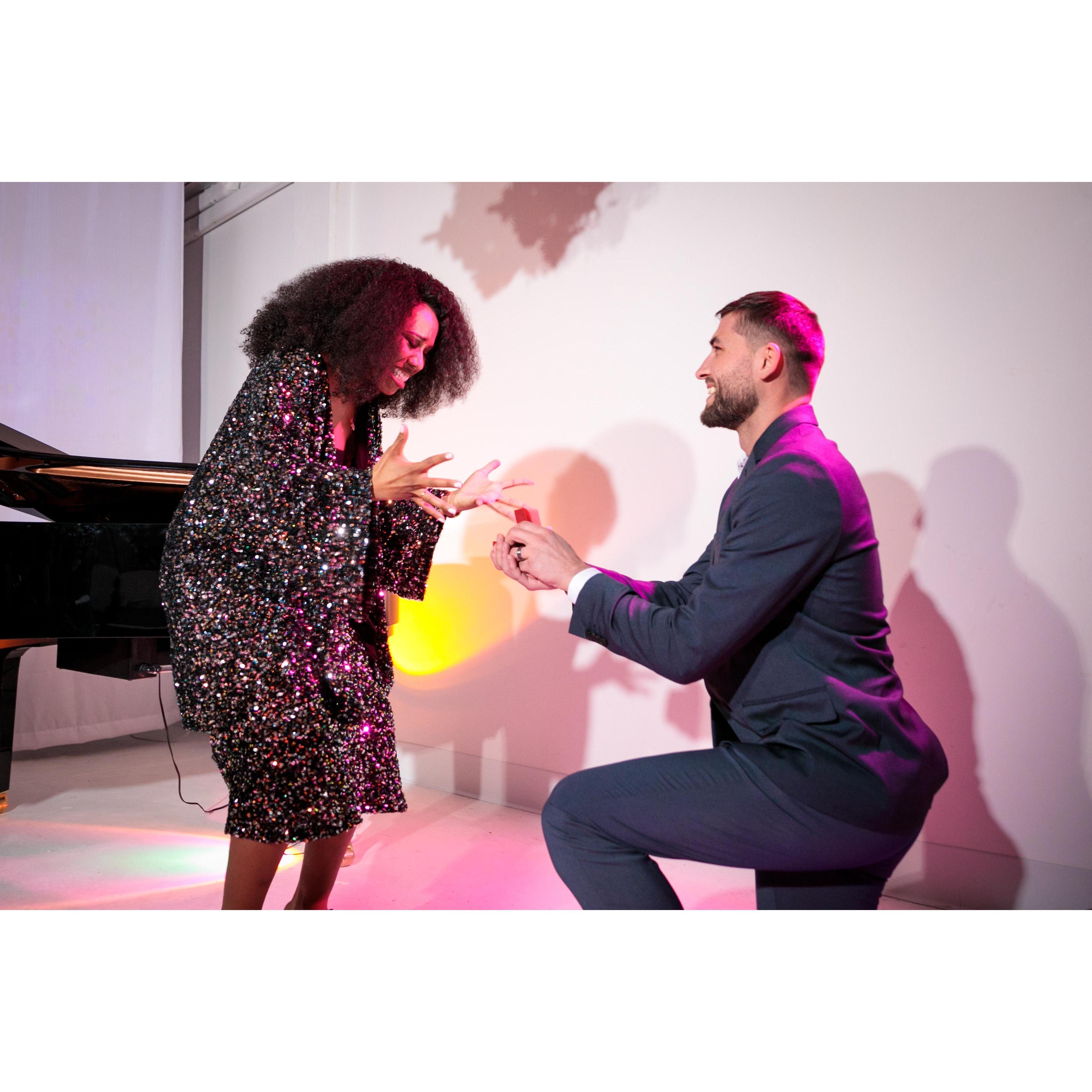 The night of Salisha's 30th Birthday, Andrew got down on a knee and popped the question!