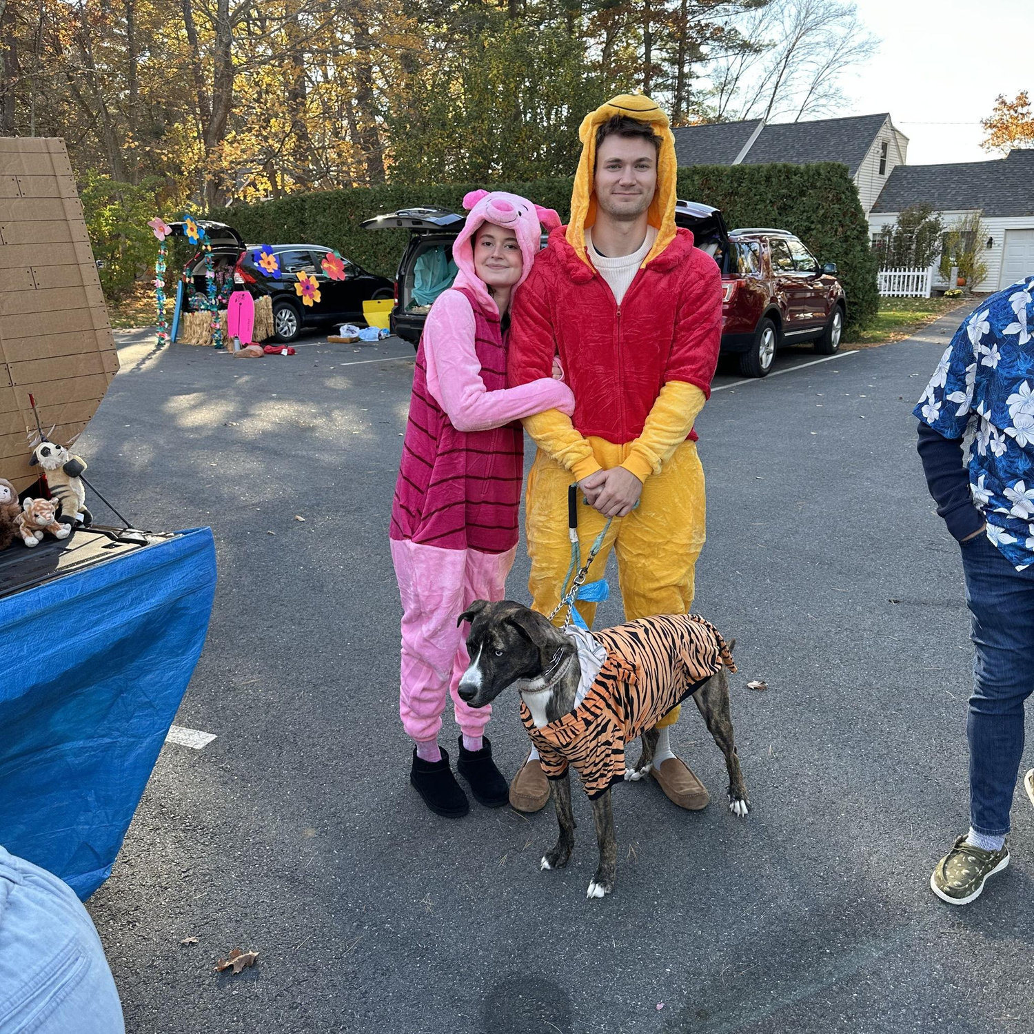 Trunk or Treat as Winnie the Pooh, Piglet, and Tigger