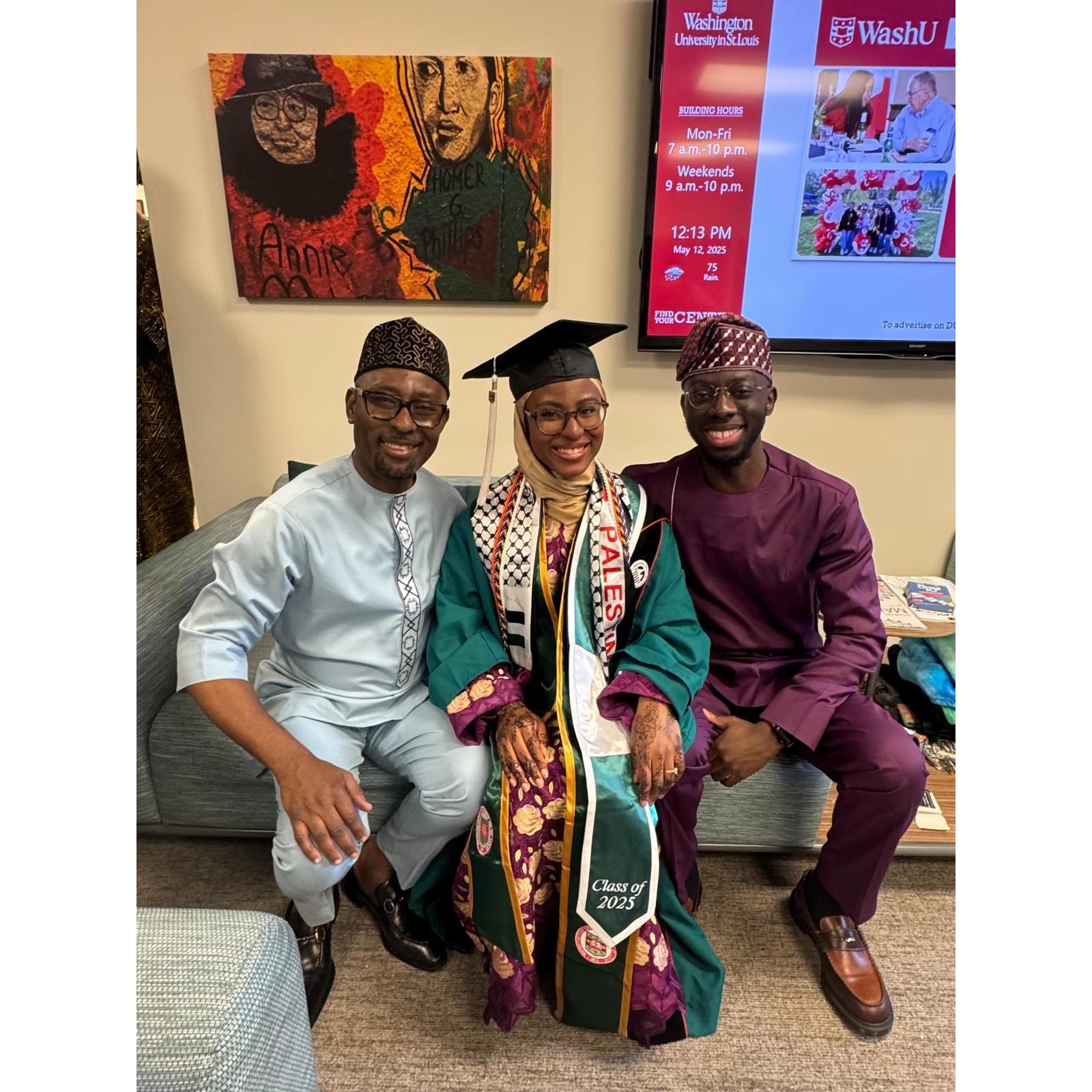 Aisha's Graduation 
Washington University
St. Louis, Missouri
May 2025