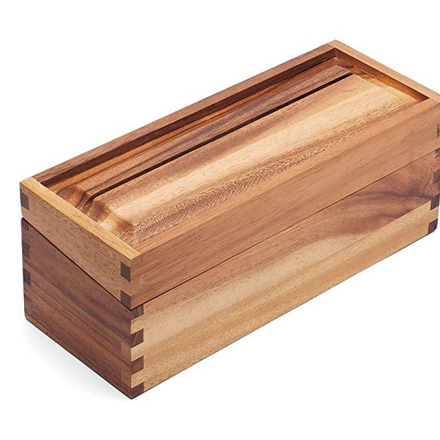 Ironwood Acacia Recipe Box, Double Compartment, Light wood