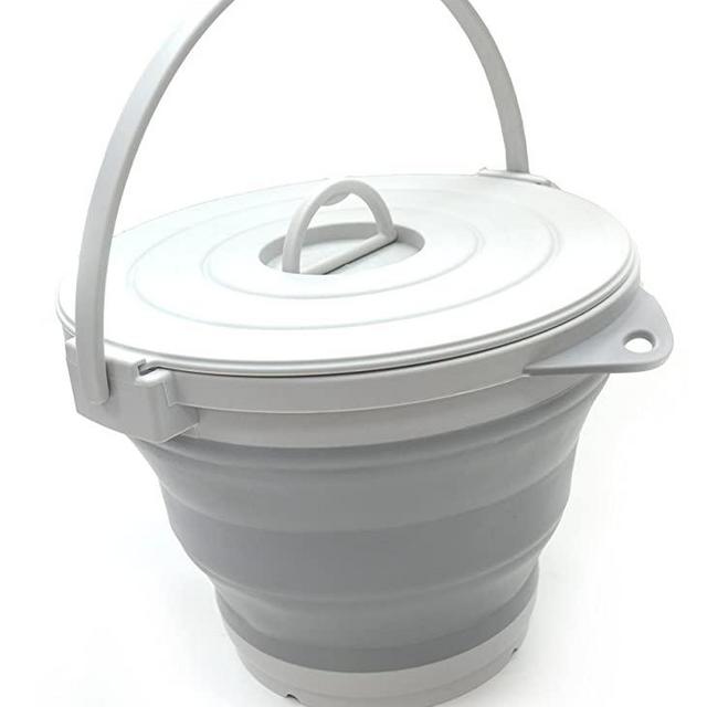 SAMMART 10L (2.64Gallon) Collapsible Fishing Bucket with Locking Lid - Foldable Round Tub - Portable Plastic Water Pail - Space Saving Outdoor Waterpot