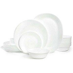 Corelle Livingware 18-Piece Glass Dinnerware Set, Winter Frost White, Service for 6