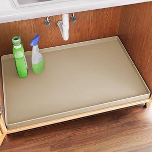 Waterproof Under Sink Mat 34" x 19" Shelf Liner for Kitchen and Bathroom, Cabinet Protector, Organizers and Storage, Flexible Silicone Drip Tray