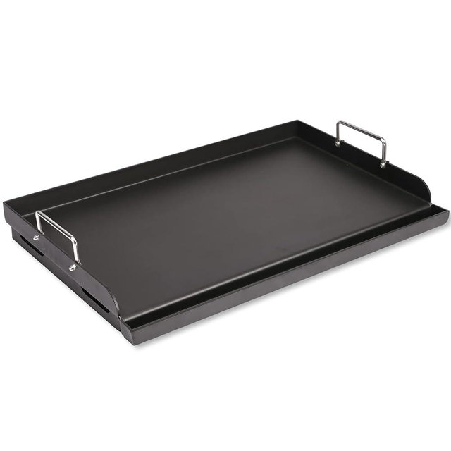 AGEDNE 25" x 16" Universal Gas Grill Griddle Plate with Removable Handles,Nonstick Cast Iron Flat Top Cooking Surface,Grease Groove Design for Camping Tailgating Parties on Charcoal/Gas Grills