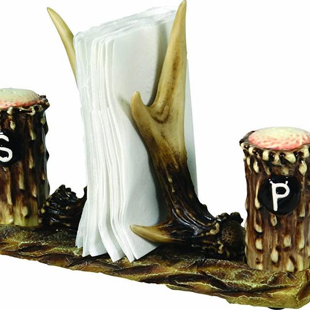 Rivers Edge Products Antler Salt & Pepper with Napkin Holder