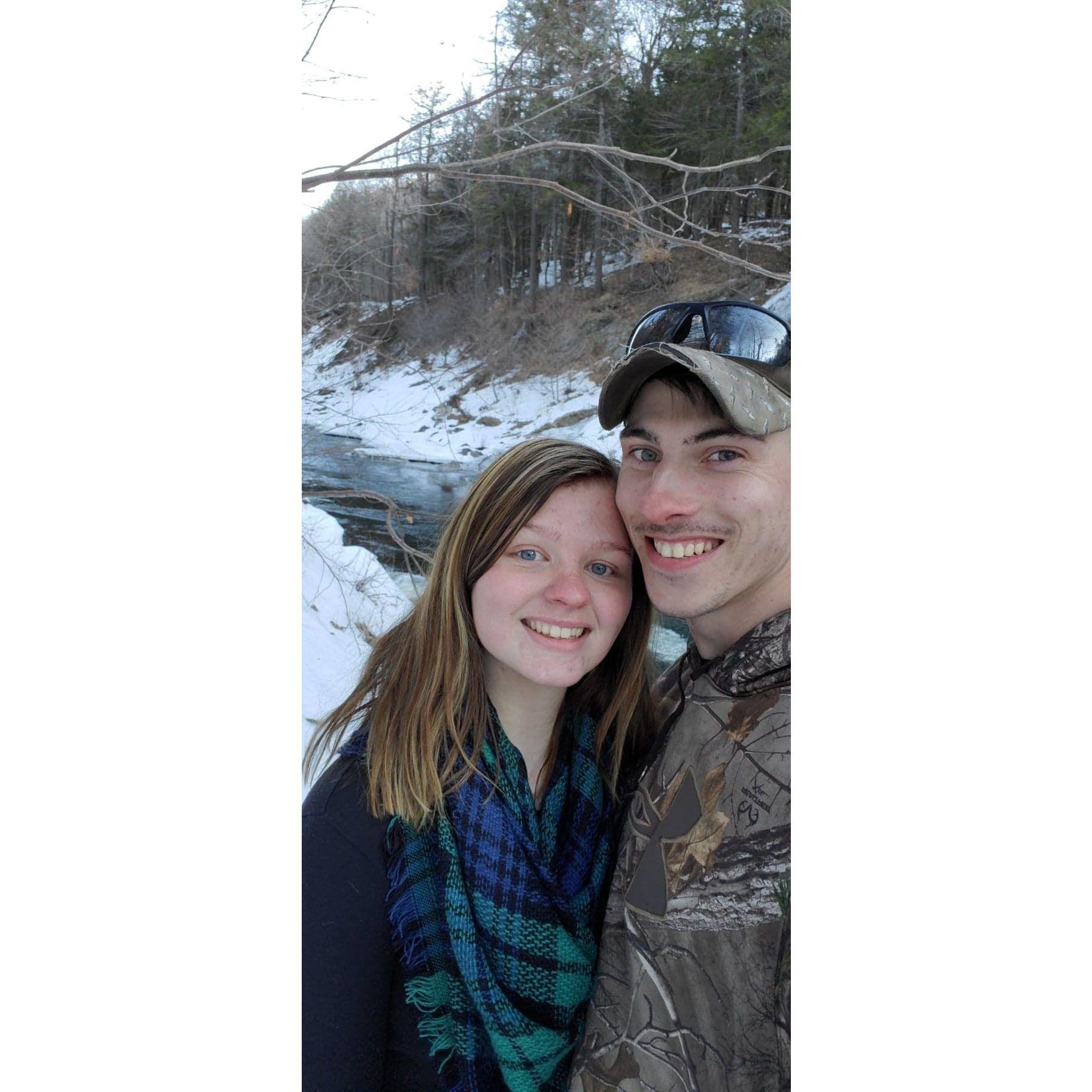 Our first time going to Quechee Gorge. We hiked...or should I say we slid down the VERY ICY hill, all 1.3 miles, to get to the Gorge. I think this was the first time Josh saw me as wifey material lol!