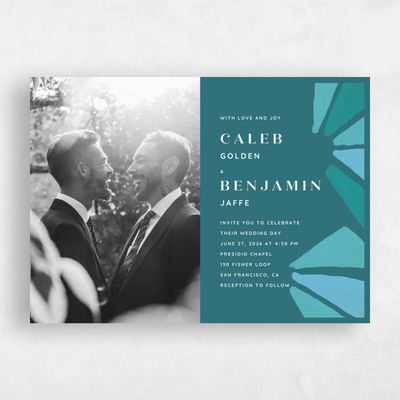 Blue Landscape Wedding Invitation - Barcelona Photo