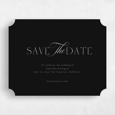 Black Ticket Wedding Save the Date - Payton Landscape