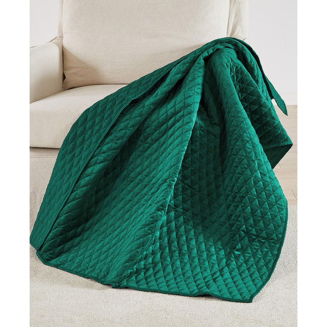 Levtex Empire Rich Emerald Velvet Reversible Quilted Throw, 50" x 60"