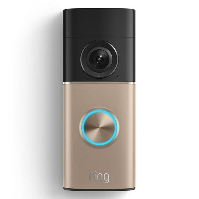 Ring Wired Doorbell Plus (newest model), Home or business security, Retinal 2K with wide-angle video, 4x Enhanced Zoom, and Low-Light Sight, Polished Sandstone