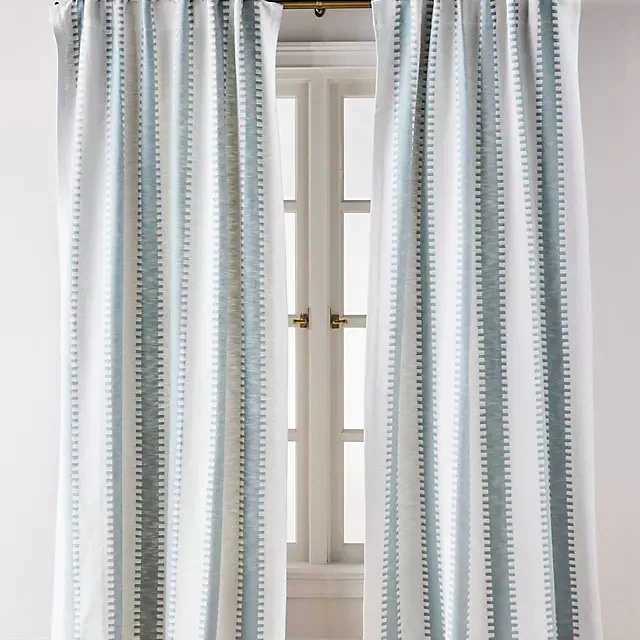 Cotton Jacquard Notched Striped Curtain