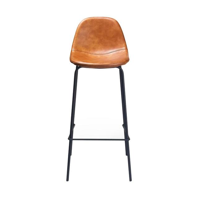 Set of 2 Maxine Modern Upholstered Faux Leather Barstool Honey - Aeon