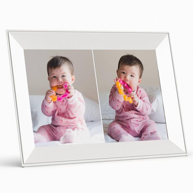 10" Carver Chalk Digital Photo Frame White - Aura Home