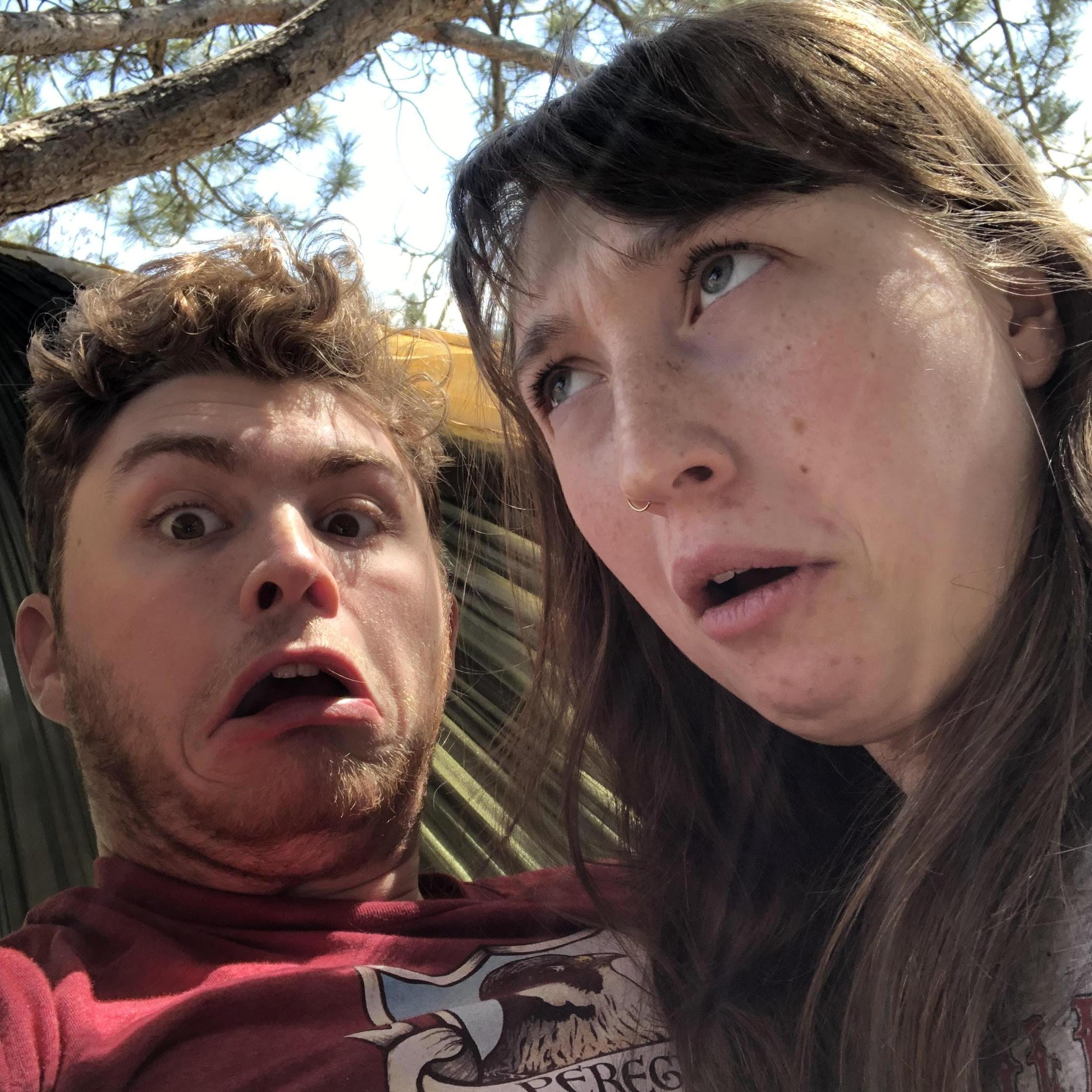 Being goofy on hammock on campus.