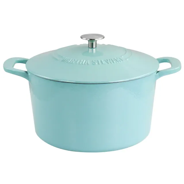 Martha Stewart Enameled Cast Iron 7 Quart Dutch Oven with Lid in Turquoise