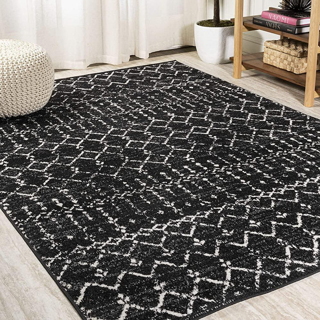 JONATHAN Y MOH101D-8 Moroccan HYPE Boho Vintage Diamond Black/Ivory 8 ft. x 10 ft. Area Rug, Bohemian,Vintage,Southwestern,Casual,EasyCleaning,Bedroom,LivingRoom, Non Shedding