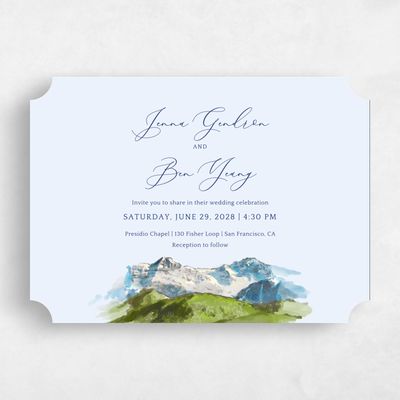 Blue Ticket Wedding Invitation - Mirador Landscape