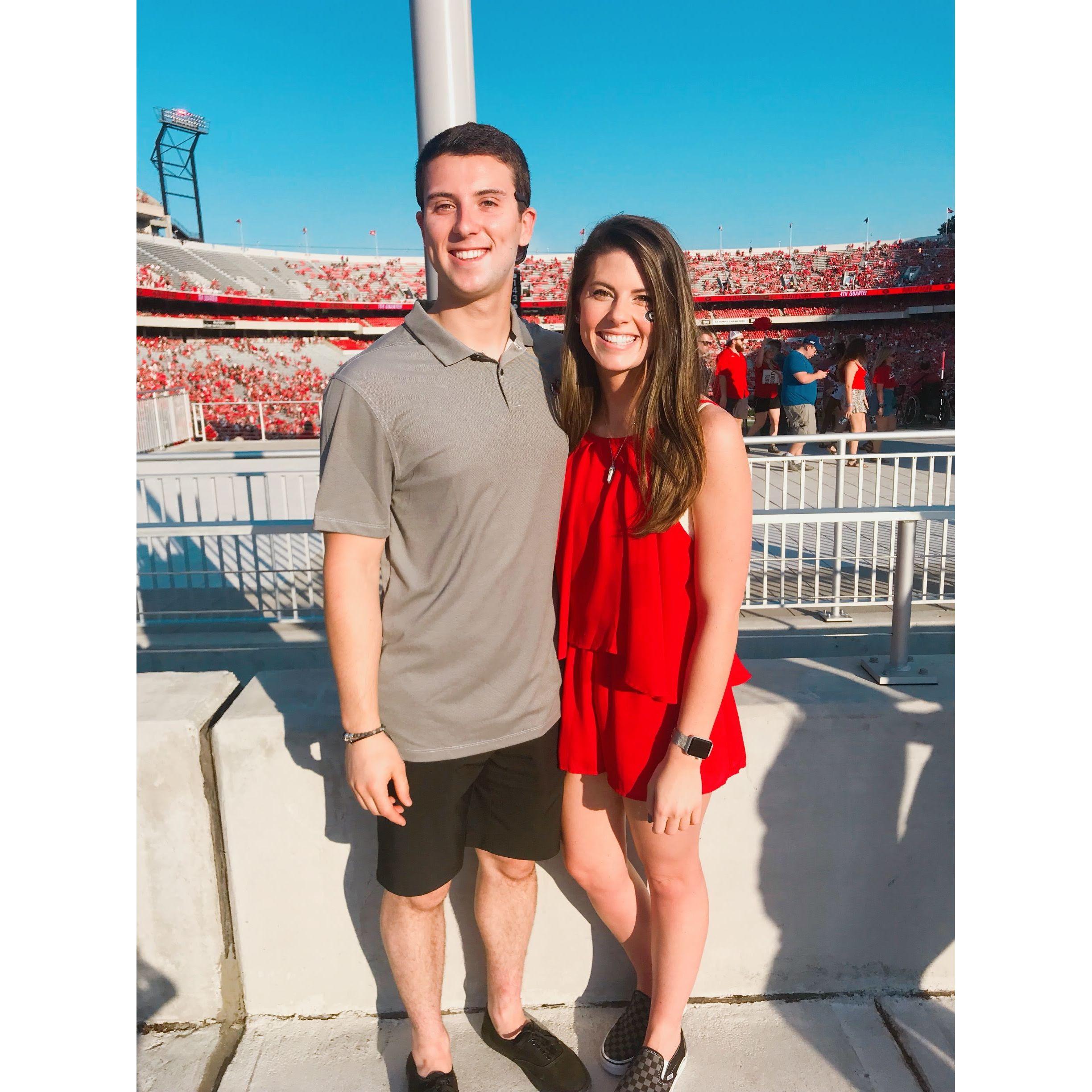 Jakes first college football game! Go Dawgs!!