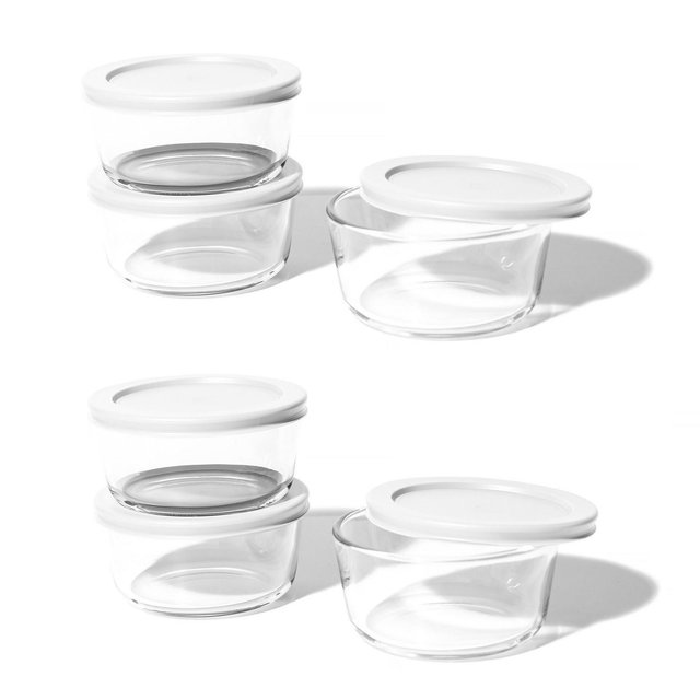 Dura Culina® 12pc Glass Food Round Stackable Storage Set - 4 Cup - White