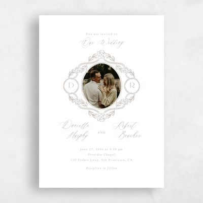 White Wedding Invitation - Estella Photo