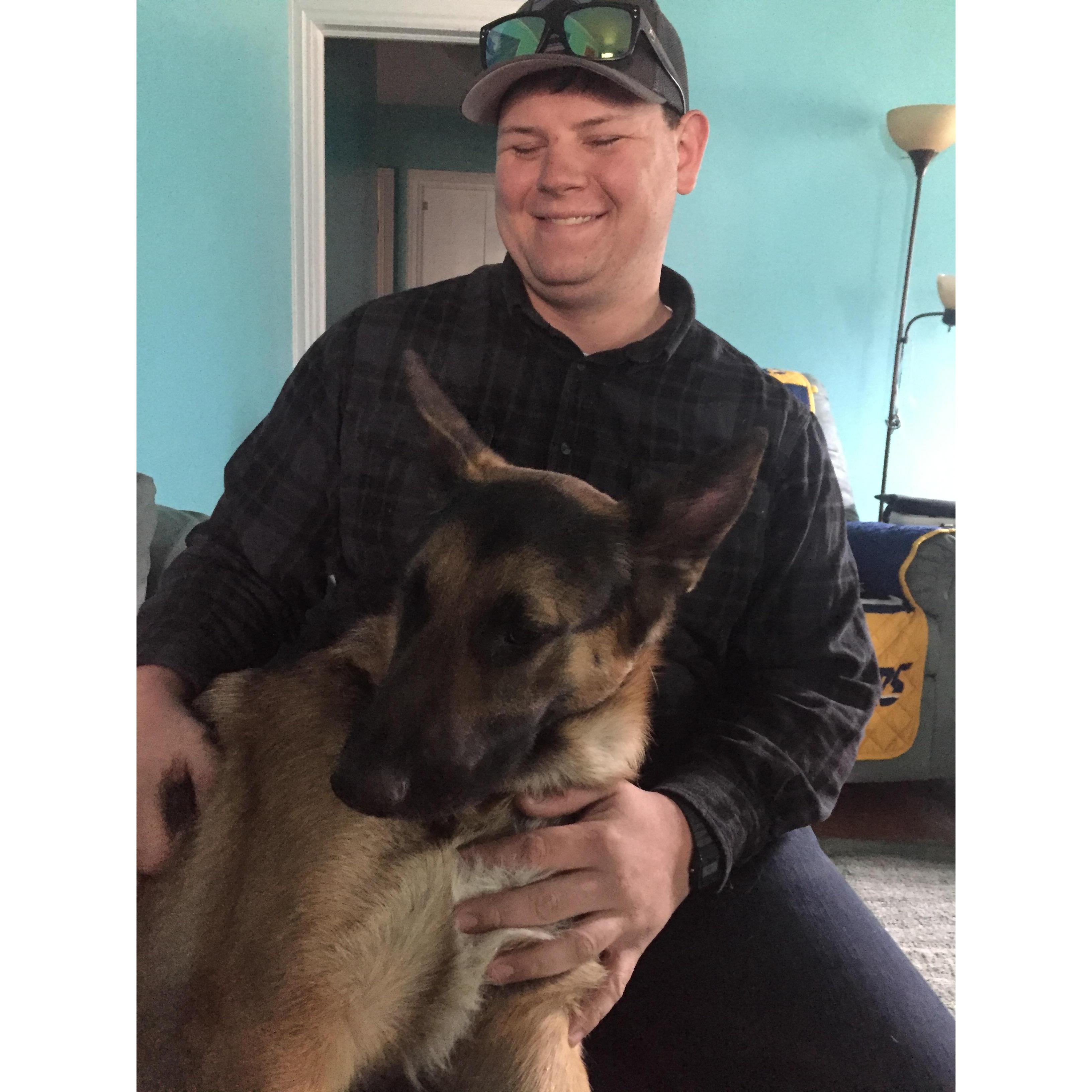 Winchester my german shephard has a great relationship with Lance they love to play togehter