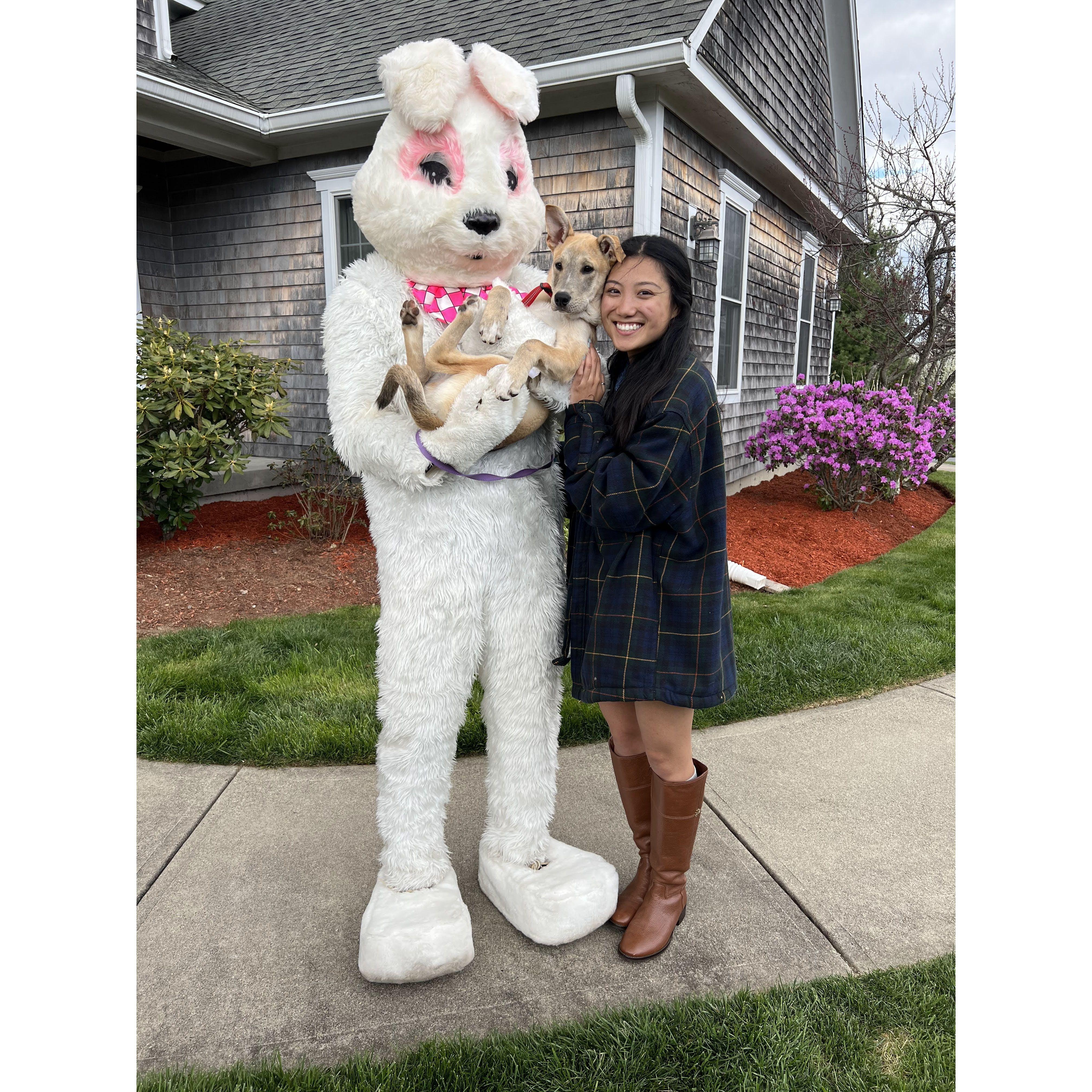 Martin volunteered to be the Easter bunny at his first Manansala Easter