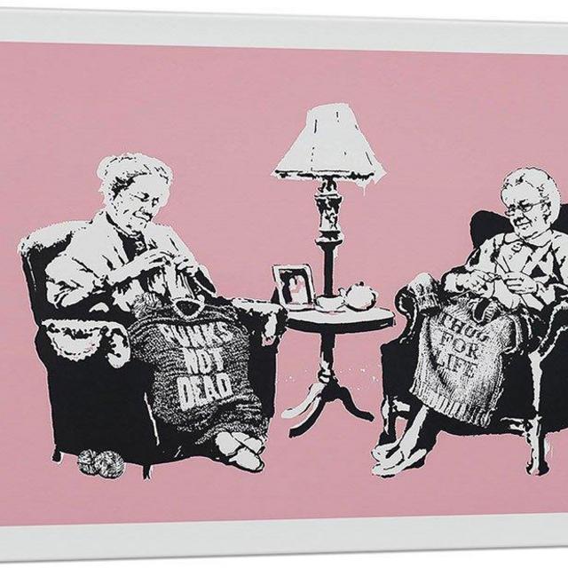 ARTCANVAS Punk and Thug Grannies Canvas Art Print by Banksy - 26" x 18" (0.75" Deep)