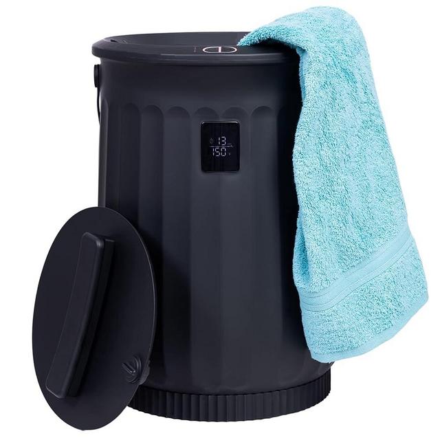 Luxe Dieu Voulant Luxury Towel Warmer Bucket Black - Heat in 15MIN, Fits 2 Oversize Towels, Blanket Warmer, Black Bucket Towel Warmer for Bathroom, Large Towel Warmer … (Matte Black)