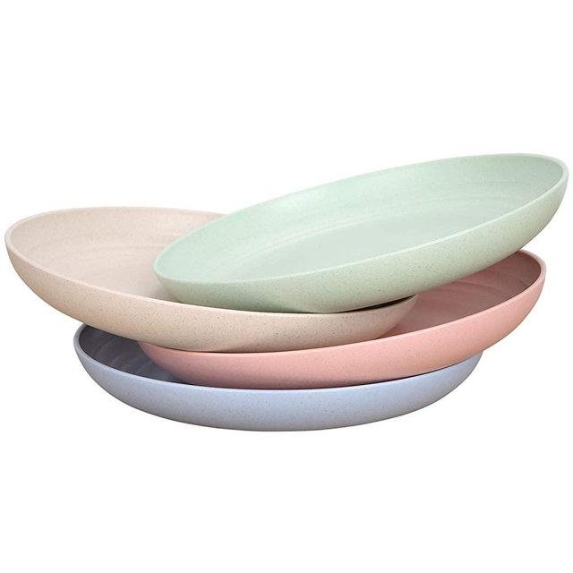 10 Inches Unbreakable Wheat Straw Plates - Reusable Plate Set - Dishwasher & Microwave Safe - Perfect for Dinner Dishes - Healthy for Kids Toddler & Adult, BPA Free & Eco-Friendly (10 Inches)