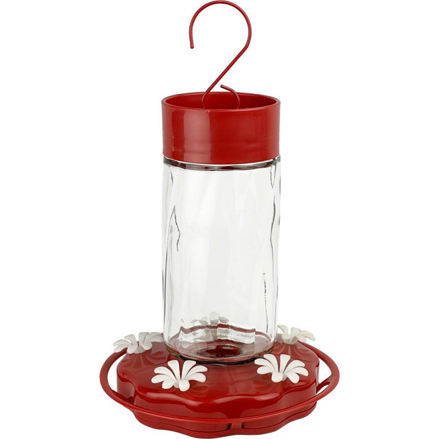Nature's Way 20oz Scarlet Swirl Glass Hummingbird Feeder