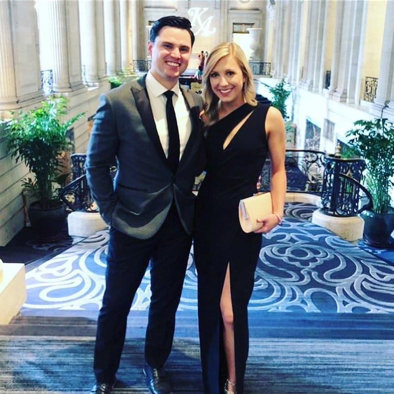 Celebrating one of Becca's college friends at their wedding in Chicago.