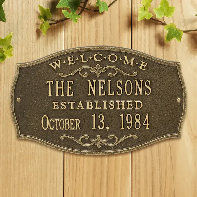 Brookfield Welcome Personalized Aluminum Plaque- Antique Brass