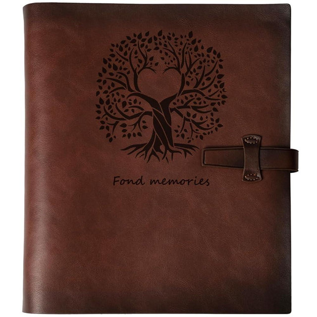 Photo Album 4x6 200 Photos, Genuine Leather Albums Page Refillable with 30 Pieces Writing Paper, Best Gift for Travel Wedding Kids Graduation Baby Picture Album Scrapbook