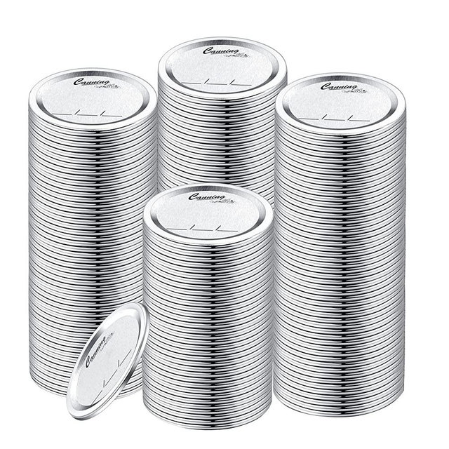 200- Count,Regular Mouth Canning Lids for Ball, Kerr Jars - Split-Type Metal Mason Jar Lids for Canning - Food Grade Material, 100% Fit & Airtight for Regular Mouth Jars (200 Pack Regular Lids)