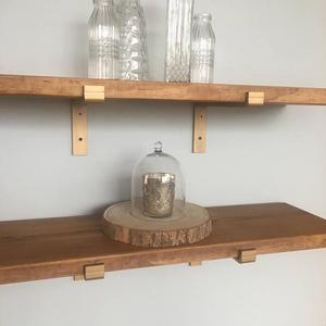 Industrial Floating Shelves, 12" Depth Gold Fixer Upper Style Shelf Brackets, Kitchen Shelf, Wall Decor, Book Shelf, Open Kitchen Shelving