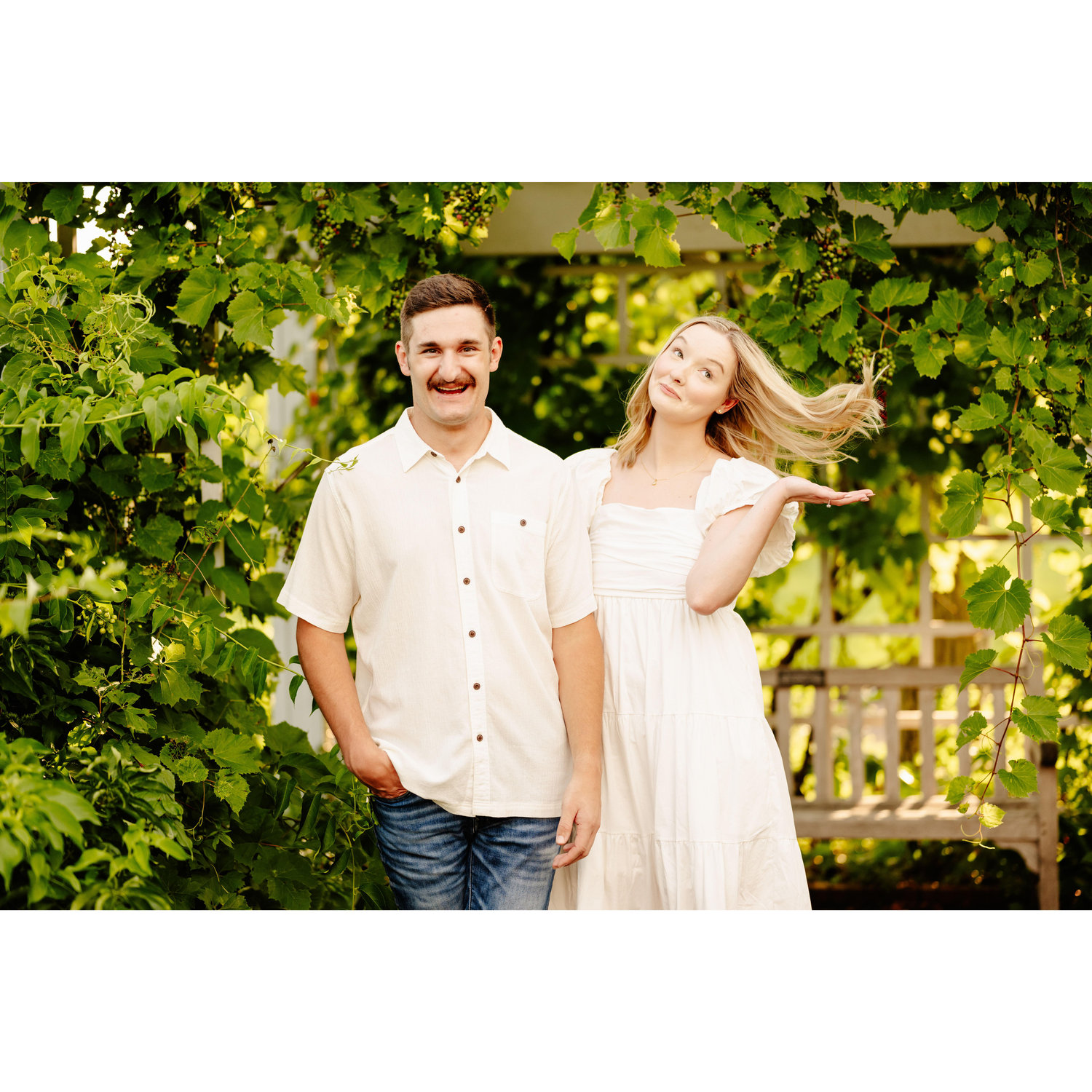 Erin and Killian having a laugh with each other while being silly during their engagement photoshoot!