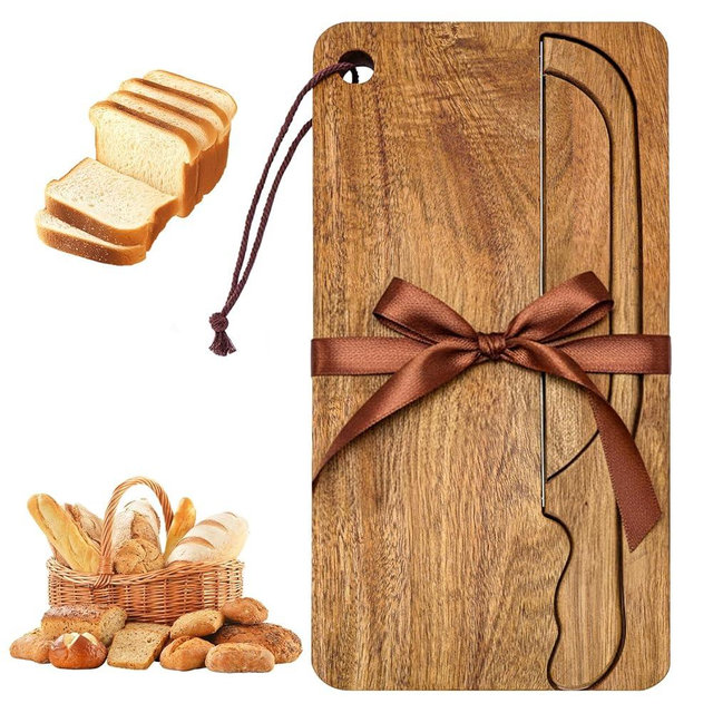 Ergonomic Bow Knife & Board Set with Precision Measurement Guide – Serrated Steel Blade for Sourdough & Baguettes, Ambidextrous Design