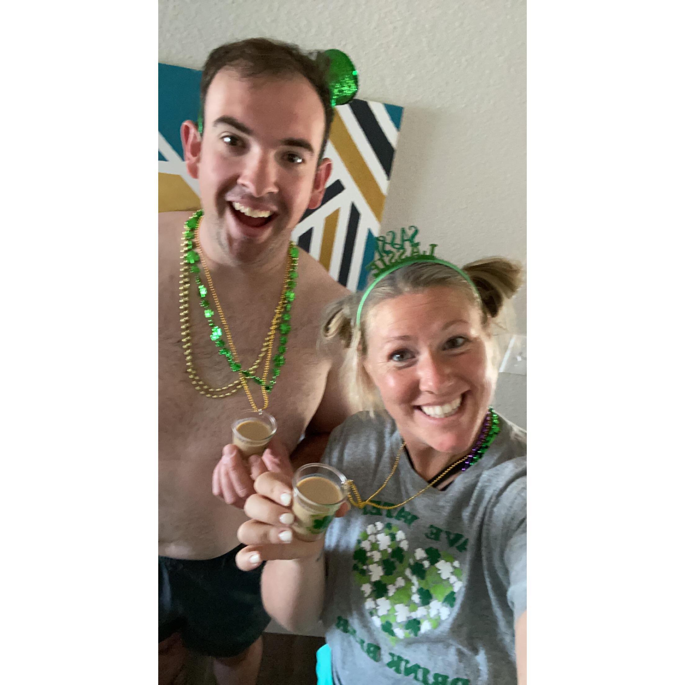 Celebrating all the holidays Lukas missed while deployed with all our friends! Paddy's Day was a favorite :)