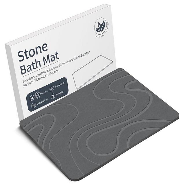 Veeloim Stone Bath Mat Diatomaceous Earth Bath Mat Super Absorbent Stone Bath Mats for Bathroom/Kitchen Counter Quick Drying Diatomite Bath Stone Mat Natural Non-Slip Easy to Clean(23.6×15.4")