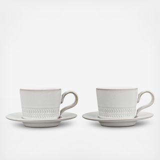Natural Canvas Espresso Cup & Saucer, Set of 2