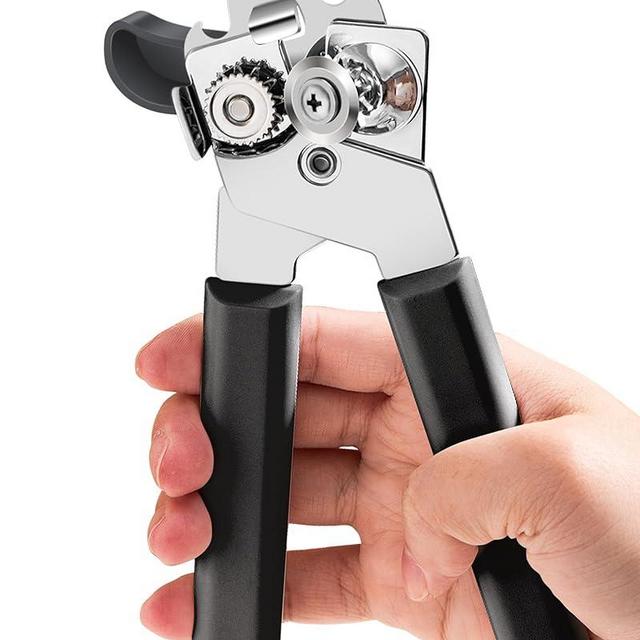 Can Opener Manual, COKORA Can Openers Hand Held with Comfort Anti-Slip Handles, Heavy Duty Stainless Steel Can Opener Smooth Edge and Bottle Openers, Easy Turn Can Openers for Seniors, Kitchen, Black