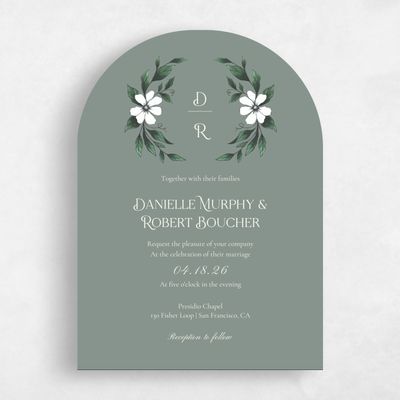 Green Arch Wedding Invitation - Melcher Wreath