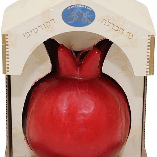 Majestic Giftware SC-RMPL Pomegranate Shape Safed Pillar Scented Havdalah Candle, 3-Inch X 6-Inch , Red