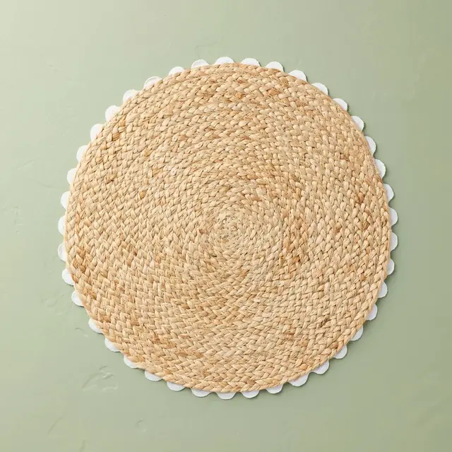 15" Braided Jute Charger Placemat with Crochet Trim Tan/Ivory - Hearth & Hand™ with Magnolia