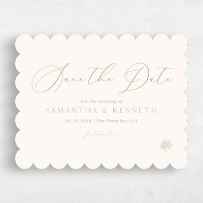 Beige Scalloped Wedding Save the Date - Mapleton Landscape