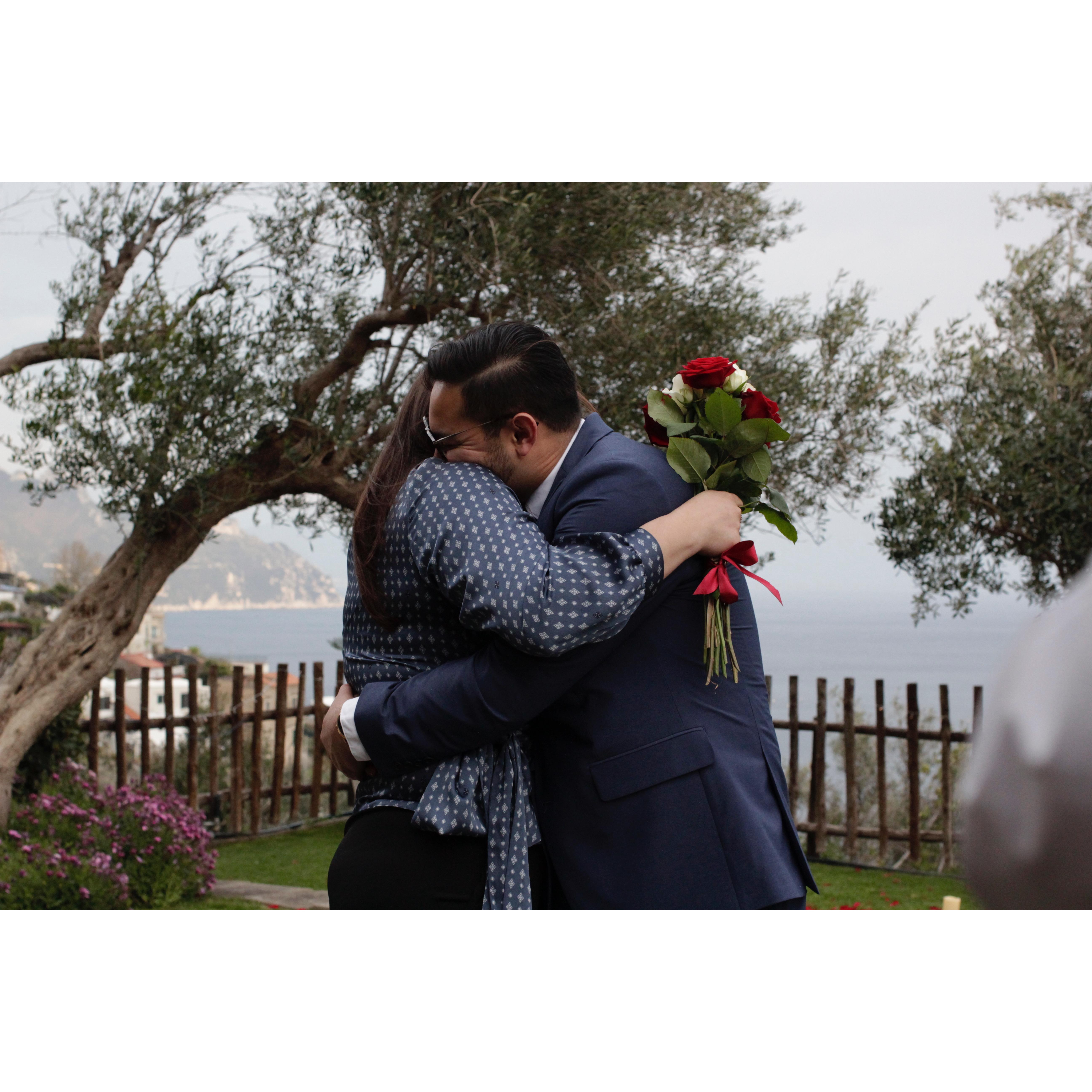 An embrace.
